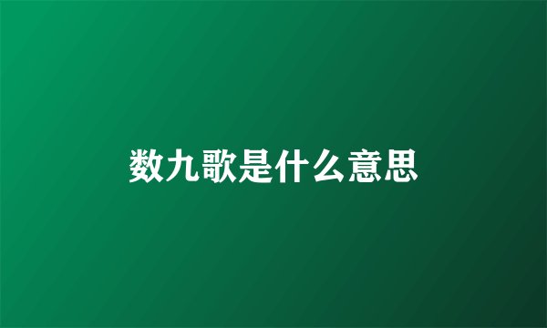 数九歌是什么意思