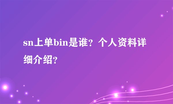 sn上单bin是谁？个人资料详细介绍？