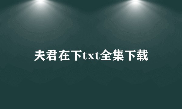 夫君在下txt全集下载