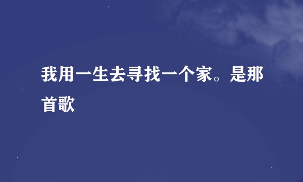我用一生去寻找一个家。是那首歌
