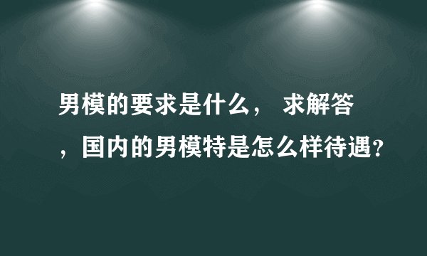 男模的要求是什么， 求解答，国内的男模特是怎么样待遇？