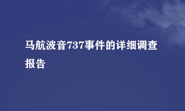 马航波音737事件的详细调查报告