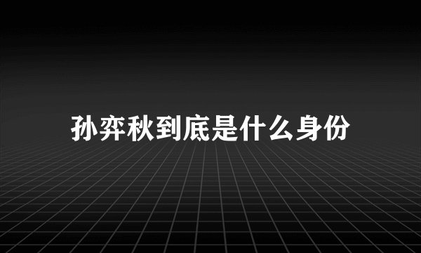 孙弈秋到底是什么身份