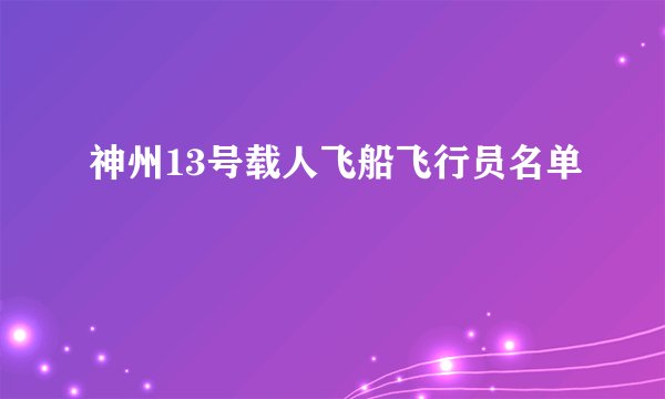 神州13号载人飞船飞行员名单