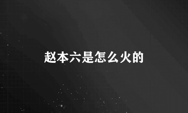赵本六是怎么火的