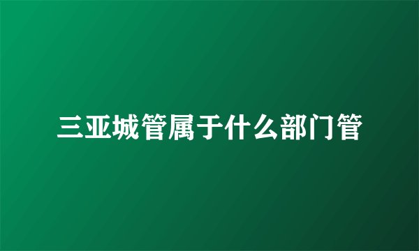 三亚城管属于什么部门管