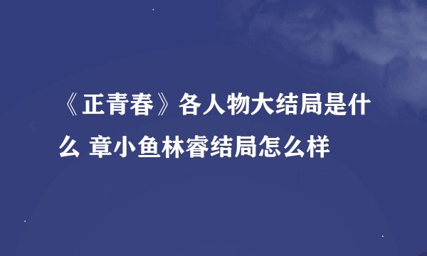 《正青春》各人物大结局是什么 章小鱼林睿结局怎么样