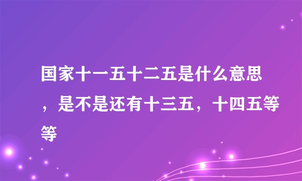 国家十一五十二五是什么意思，是不是还有十三五，十四五等等