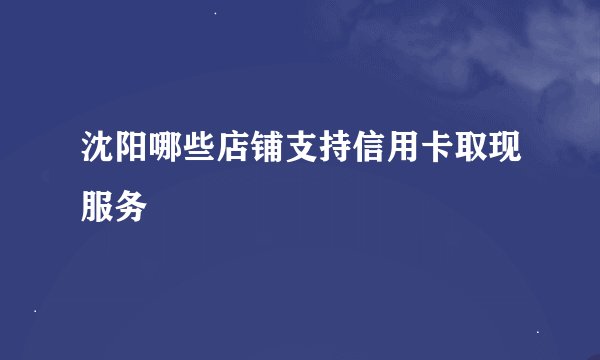 沈阳哪些店铺支持信用卡取现服务