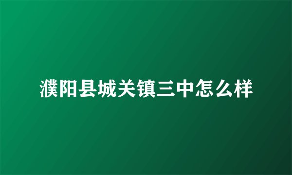 濮阳县城关镇三中怎么样
