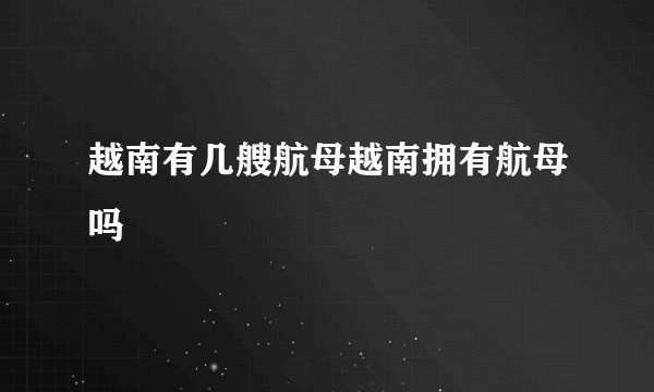 越南有几艘航母越南拥有航母吗