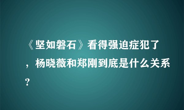 《坚如磐石》看得强迫症犯了，杨晓薇和郑刚到底是什么关系？