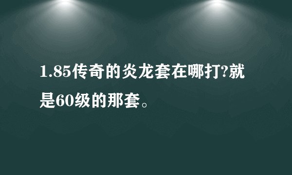 1.85传奇的炎龙套在哪打?就是60级的那套。