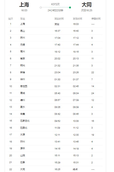 k372次火车最新时刻表？