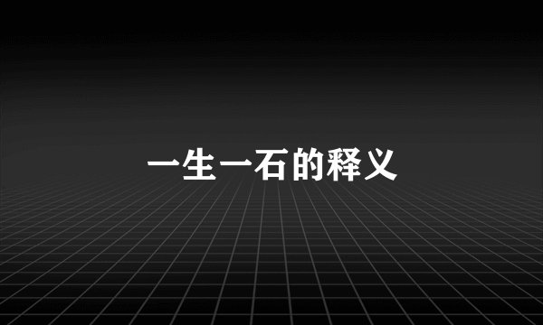 一生一石的释义