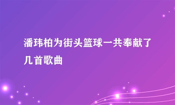 潘玮柏为街头篮球一共奉献了几首歌曲