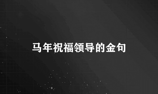马年祝福领导的金句