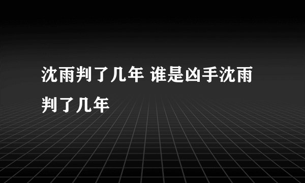 沈雨判了几年 谁是凶手沈雨判了几年