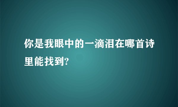 你是我眼中的一滴泪在哪首诗里能找到?