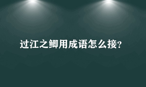 过江之鲫用成语怎么接？