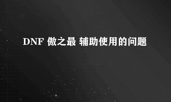 DNF 傲之最 辅助使用的问题