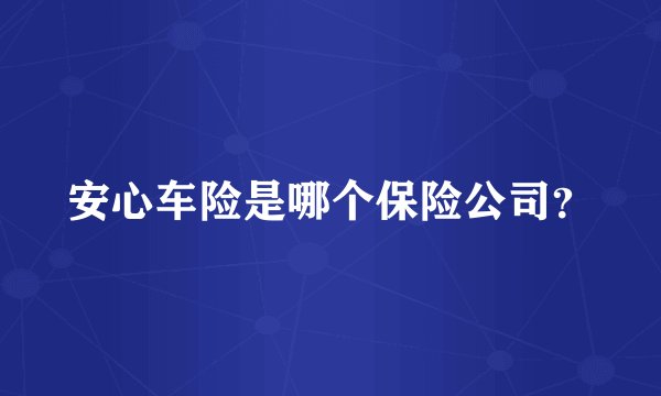 安心车险是哪个保险公司？