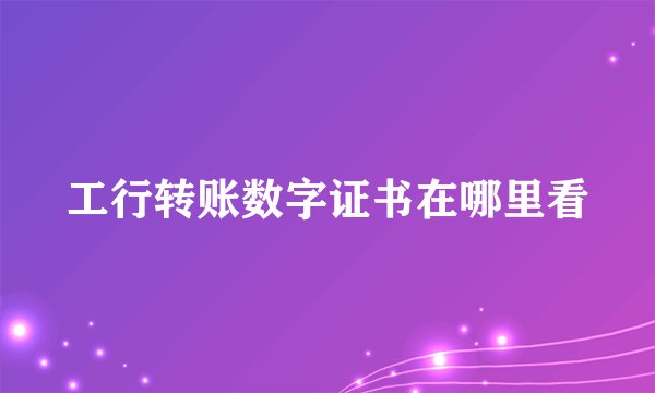 工行转账数字证书在哪里看