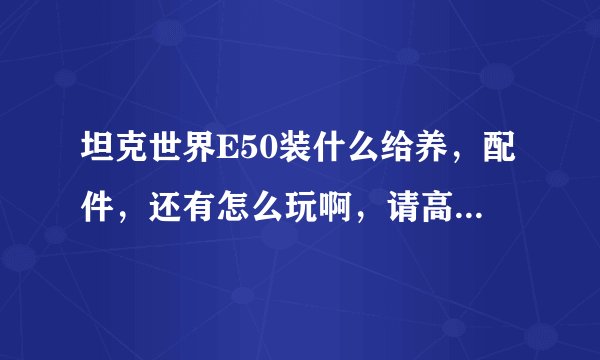 坦克世界E50装什么给养，配件，还有怎么玩啊，请高手指教.