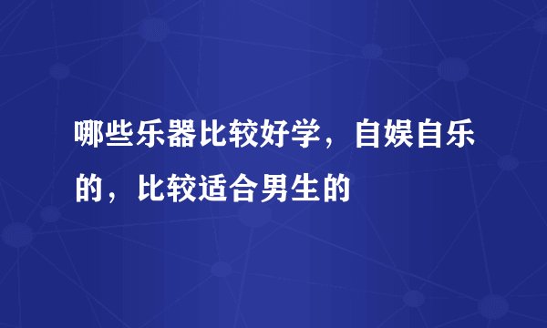 哪些乐器比较好学，自娱自乐的，比较适合男生的