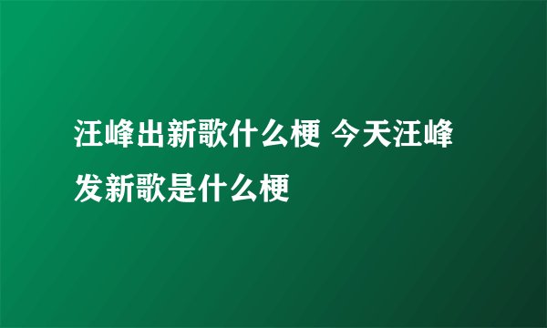 汪峰出新歌什么梗 今天汪峰发新歌是什么梗
