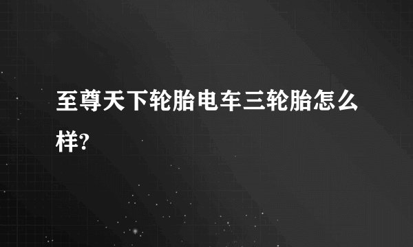 至尊天下轮胎电车三轮胎怎么样?