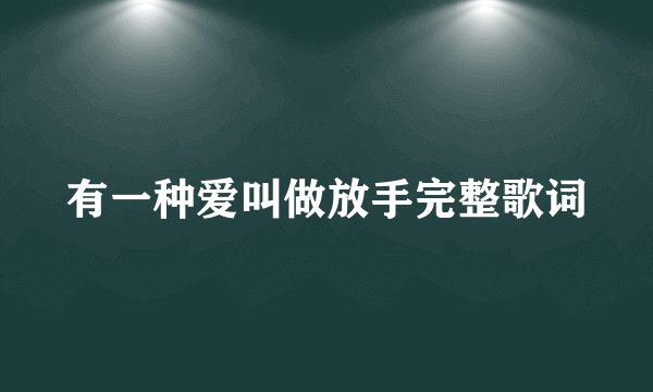 有一种爱叫做放手完整歌词