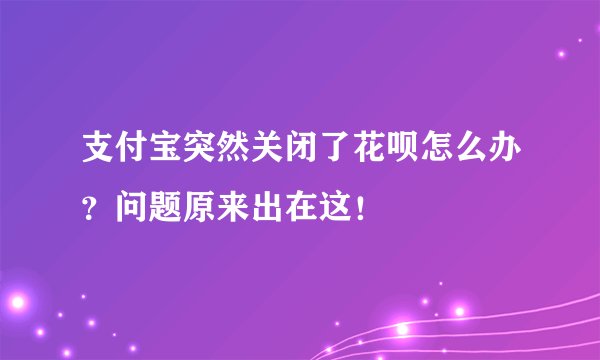 支付宝突然关闭了花呗怎么办？问题原来出在这！