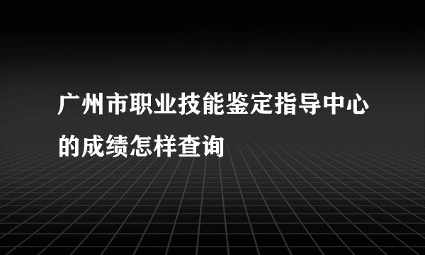 广州市职业技能鉴定指导中心的成绩怎样查询