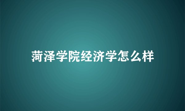 菏泽学院经济学怎么样
