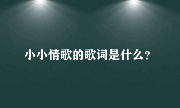 小小情歌的歌词是什么？