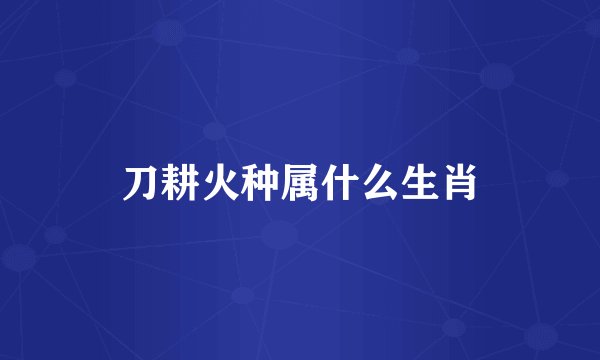 刀耕火种属什么生肖