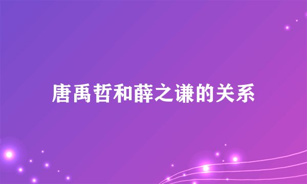 唐禹哲和薛之谦的关系