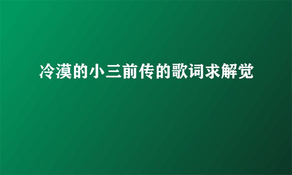 冷漠的小三前传的歌词求解觉