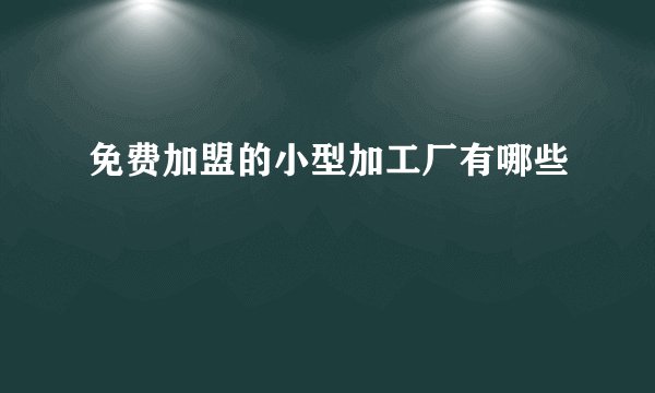 免费加盟的小型加工厂有哪些