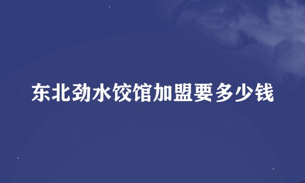 东北劲水饺馆加盟要多少钱