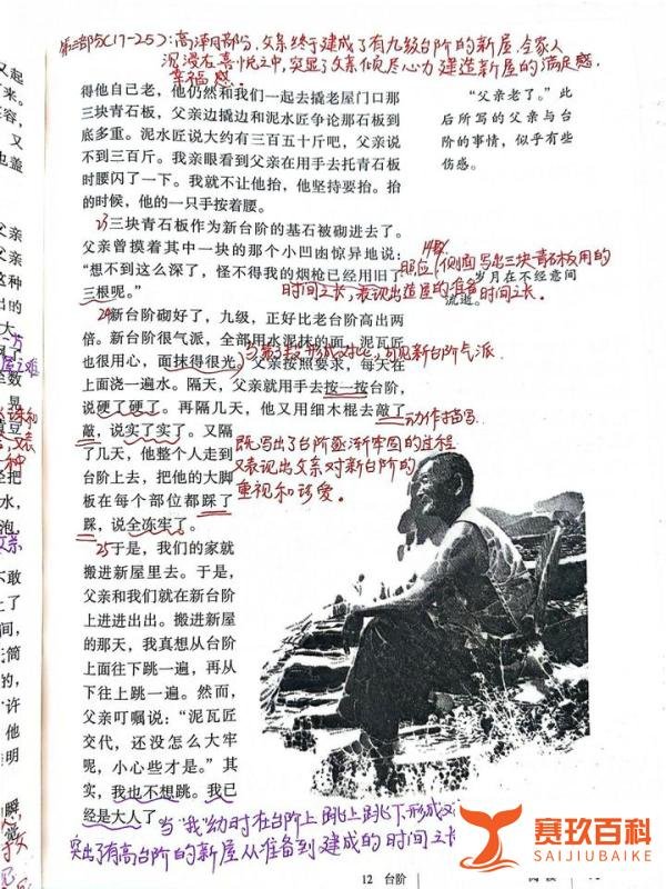七年级下册语文,12台阶,课文笔记
