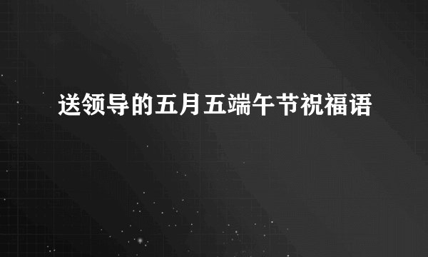 送领导的五月五端午节祝福语