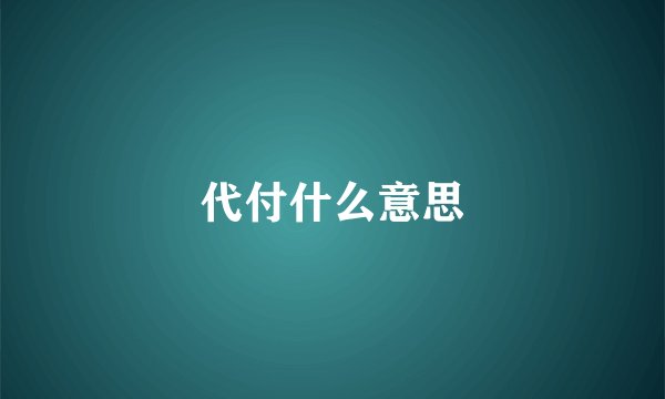 代付什么意思