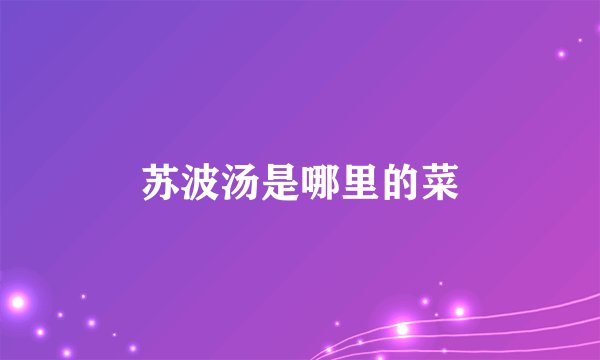 苏波汤是哪里的菜