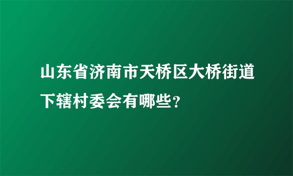 山东省济南市天桥区大桥街道下辖村委会有哪些？