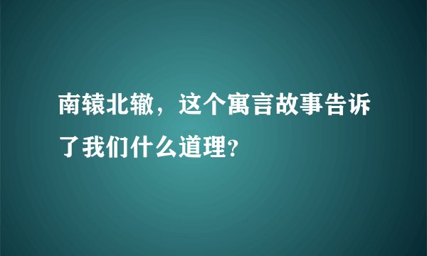 南辕北辙，这个寓言故事告诉了我们什么道理？
