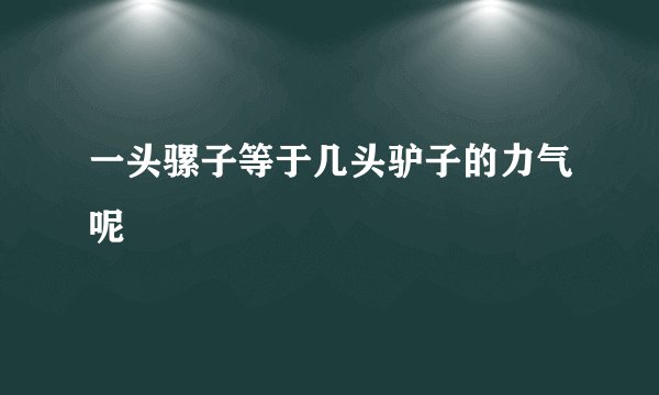 一头骡子等于几头驴子的力气呢