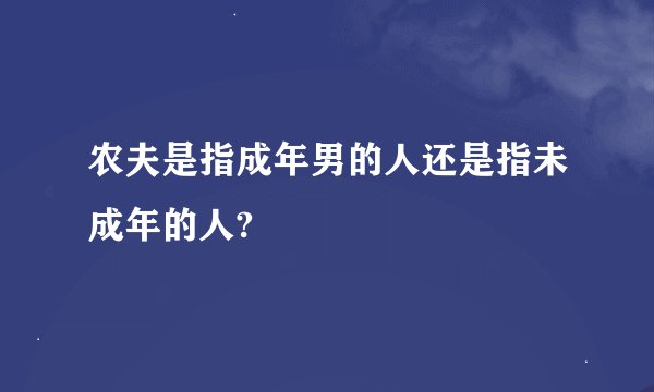 农夫是指成年男的人还是指未成年的人?
