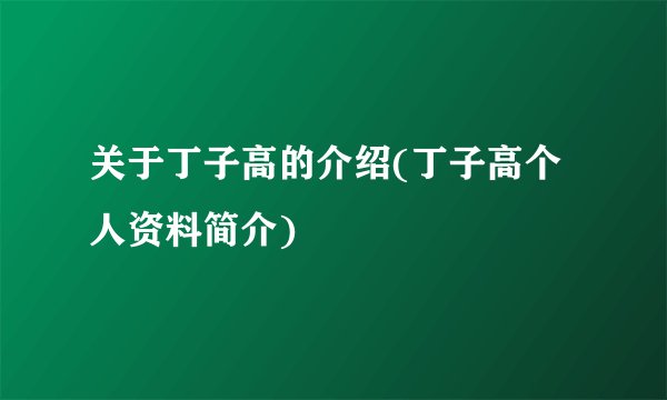 关于丁子高的介绍(丁子高个人资料简介)